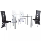 6 Seater Tempered Glass Dining Table Black Metal Legs For Restaurant