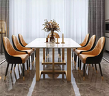 Square Faux Marble Dining Table 6 Chairs Light Luxury Style For Home Furniture